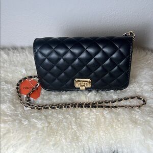 NWT Quilted Leather Chain Shoulder Bag w/ Gold Hardware